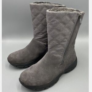 Lands’ End Gray Suede Quilted All Weather Boots Women’s SZ 7.5 B